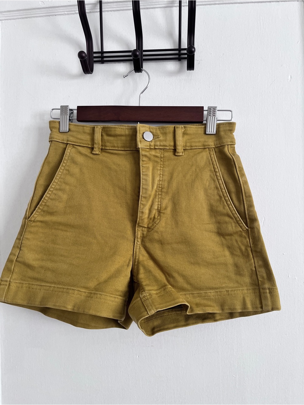 Everlane High-Waist Shorts in Mustard Yellow